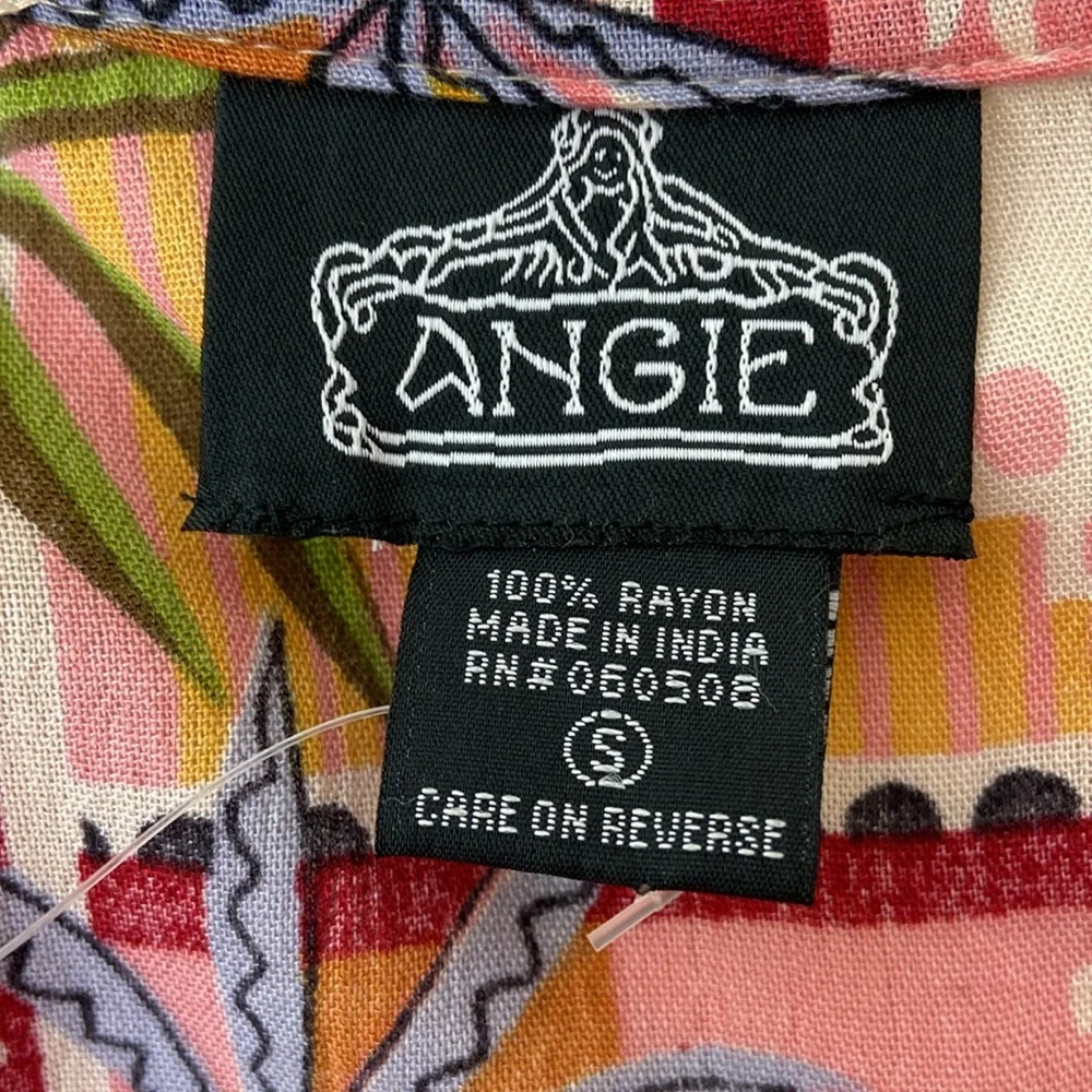 NWT Angie open duster scarf kimono pink periwinkle palm tree tropical coverup